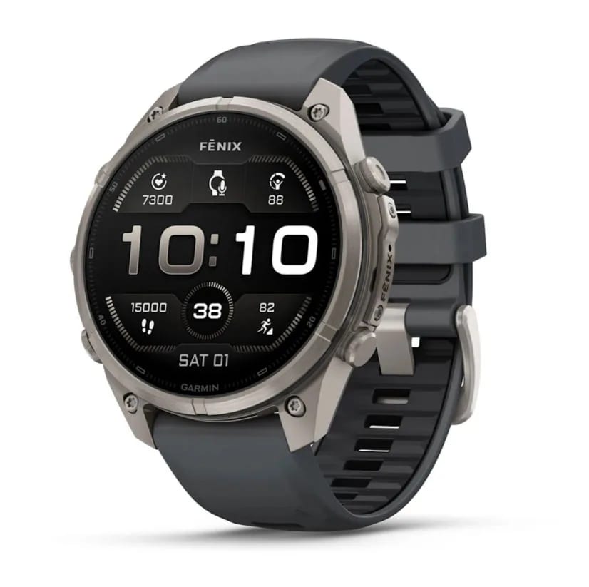 Garmin Fenix 9 PRO, 47 мм, AMOLED, Sapphire Titanium with Graphite/Black Silicone Band