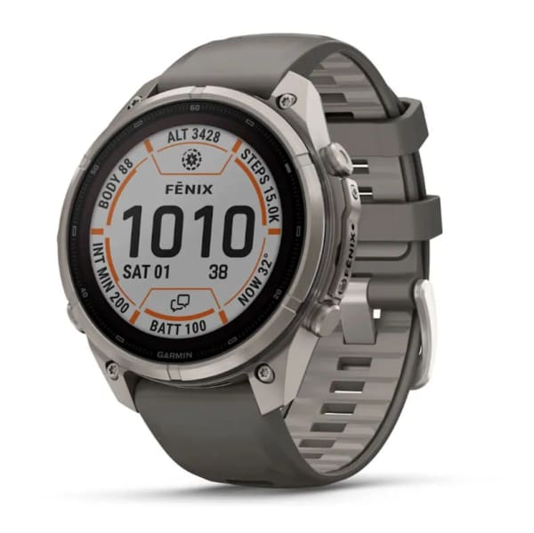 Garmin Fenix 9 PRO INREACH, 47 мм, SOLAR, Sapphire Titanium with Pebble Gray/Silver Gray Silicone Band