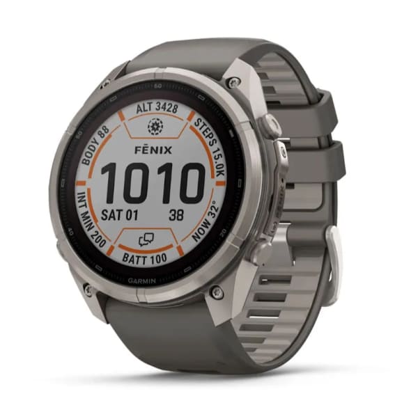 Garmin Fenix 9 PRO INREACH, 51 мм, SOLAR, Sapphire Titanium with Pebble Gray/Silver Gray Silicone Band