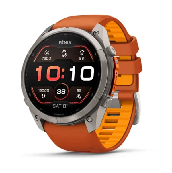 Garmin Fenix 9 PRO, 51 мм, AMOLED, Sapphire Titanium with Autumn Orange/Spark Orange Silicone Band
