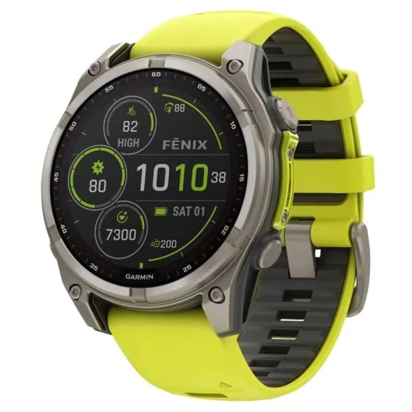 Garmin Fenix 8 — 47 мм Solar Sapphire Titanium Amp Yellow / Graphite