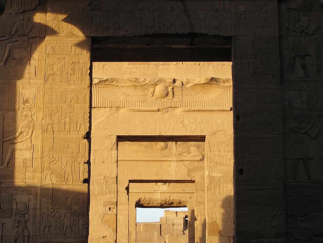 Columns of Kom Ombo Temple beside the Nile