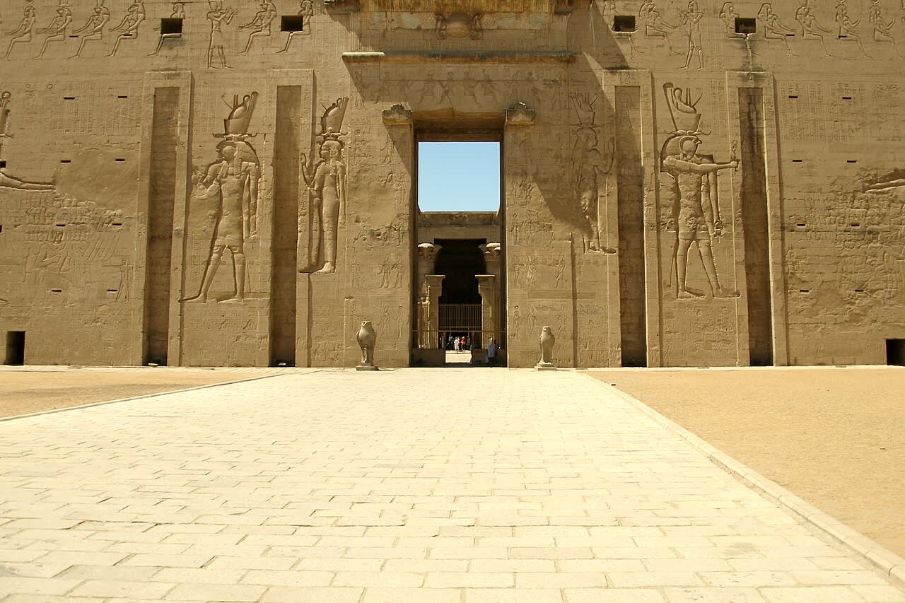 Relief-covered gateway at Edfu Temple