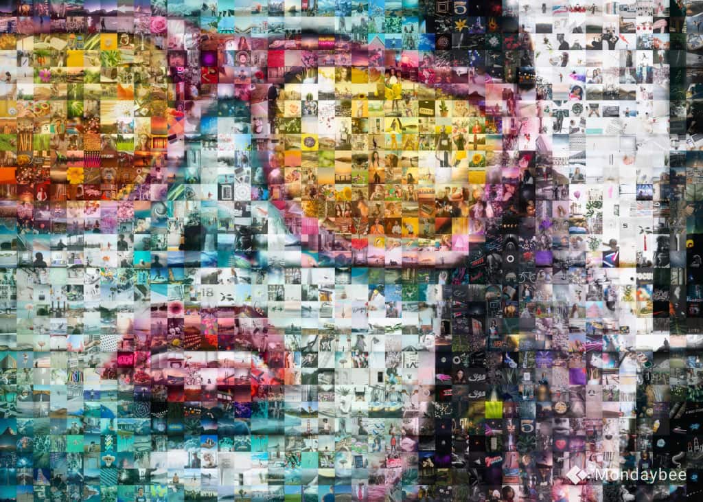 Photo mosaic of a woman with sunglasses