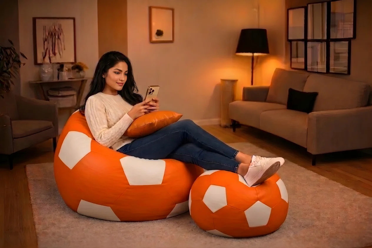 Football Shape Orange & White