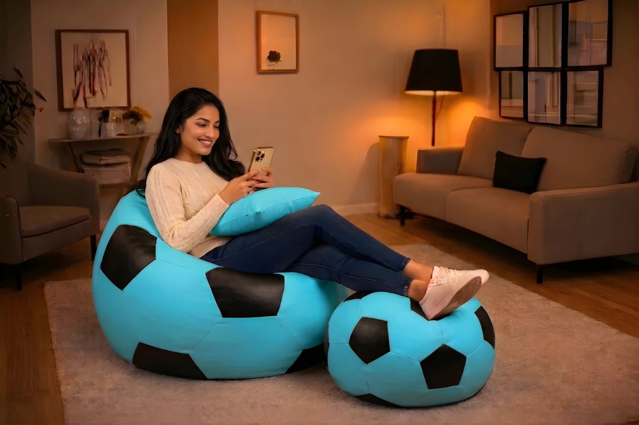 Football Shape Cyan & Black