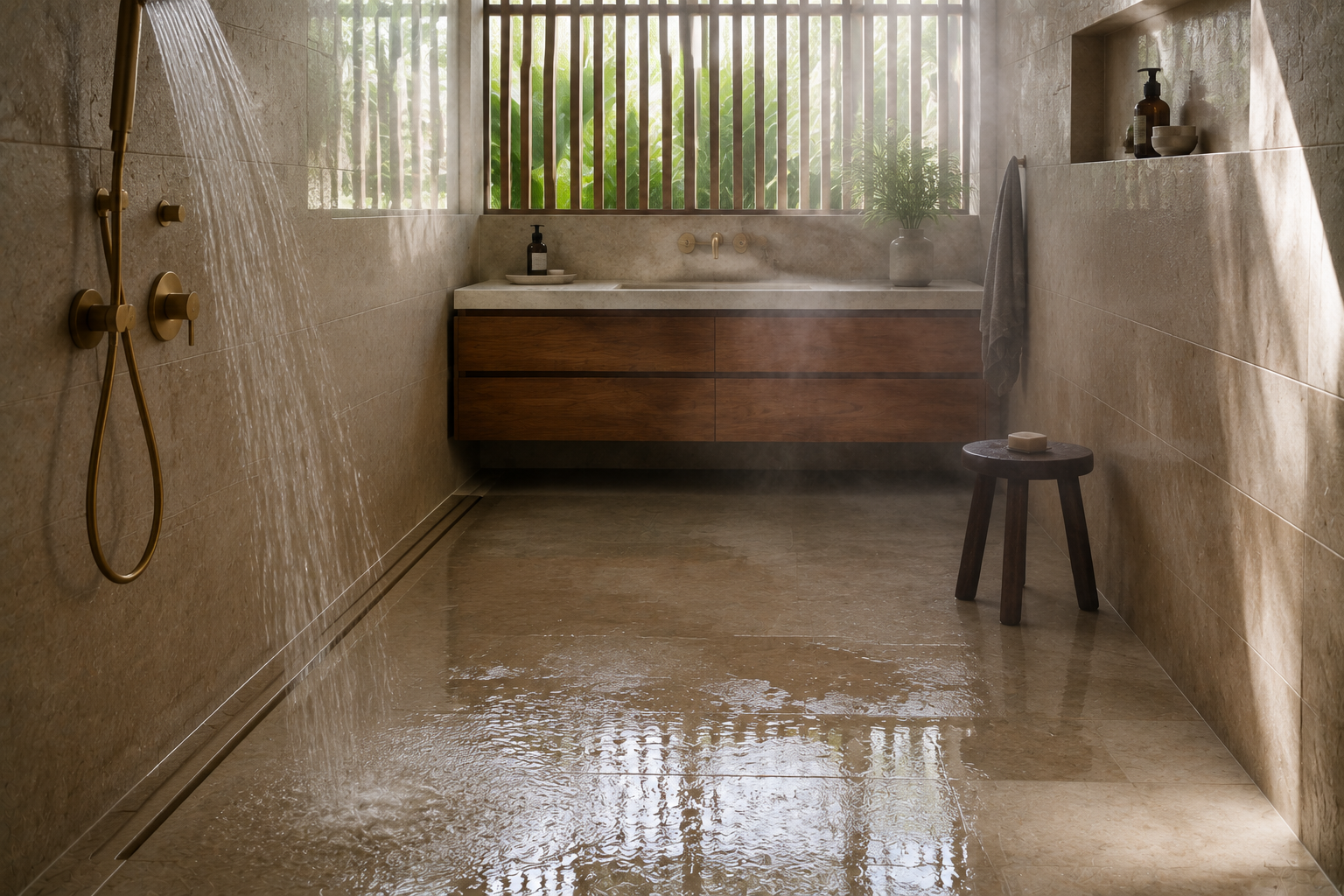 Cabinetry for a Bathroom That Gets Wet All Over