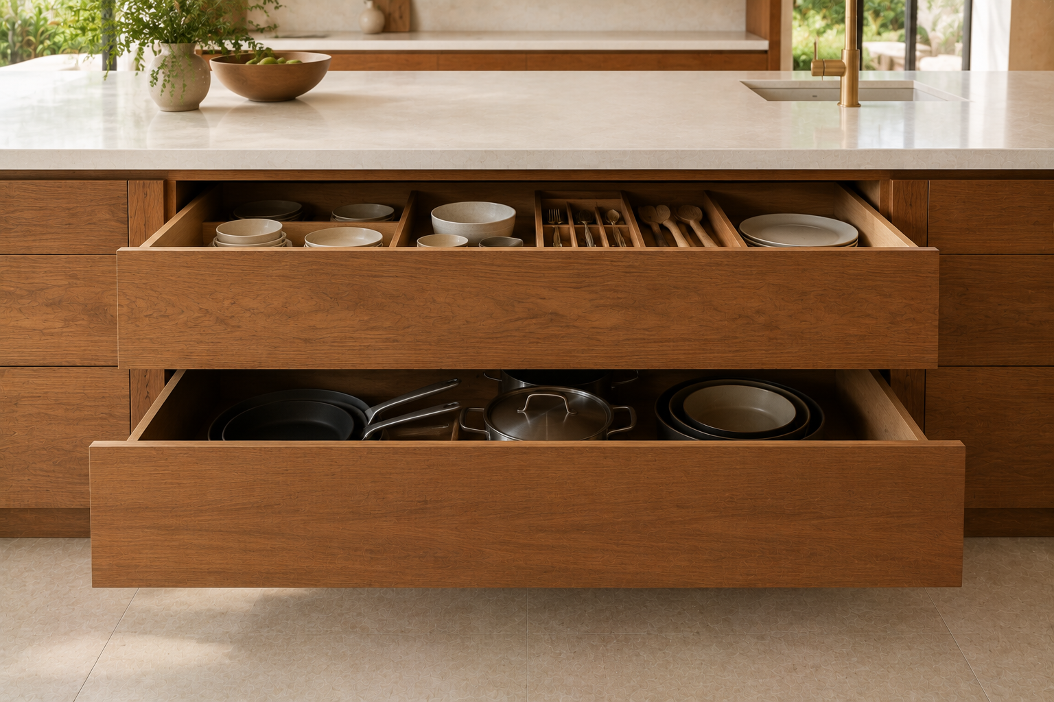 Custom Kitchen Island Storage and Cabinetry