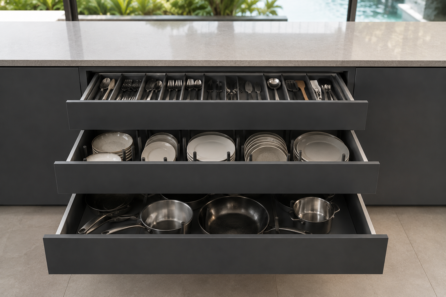 Storage Behind Flat Fronts