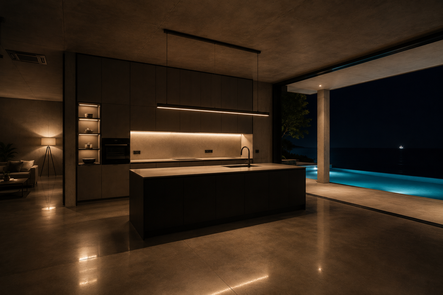 Linear Island Kitchen