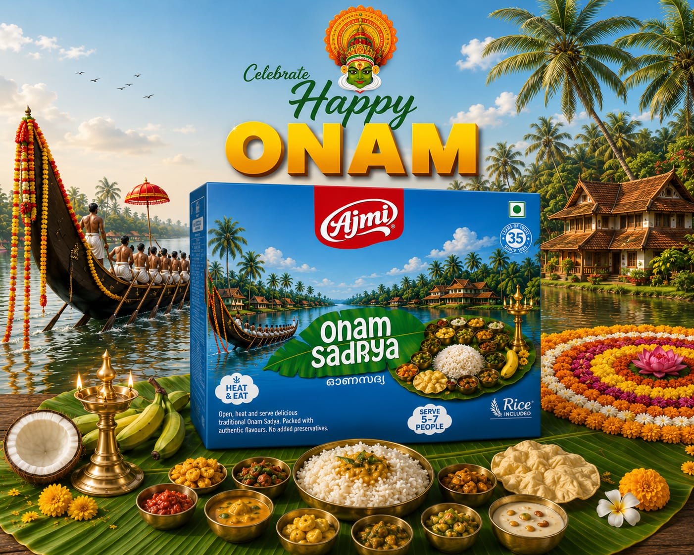 AJMI READY TO EAT ONAM SADHYA | AUTHENTIC KERALA FEAST 5.5KG [4 SERVES]