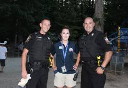 Lauren Wood (middle), supervisor of Bensley Recreation Center, with the community policing officer and Chesterfield Police Athletic League coordinator. Photo courtesy of Karen Robinson.