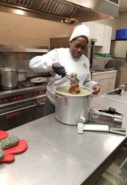 Sharon Hunter-Payne, center director for the Shirley Winston Recreation Center, helping provide meals for the community. Photo courtesy of Cynthia Payne.