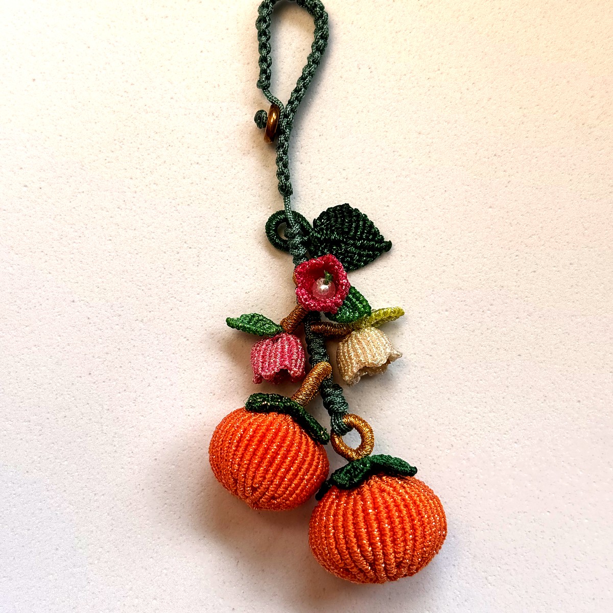 Twin Orange Ball Flower Charm