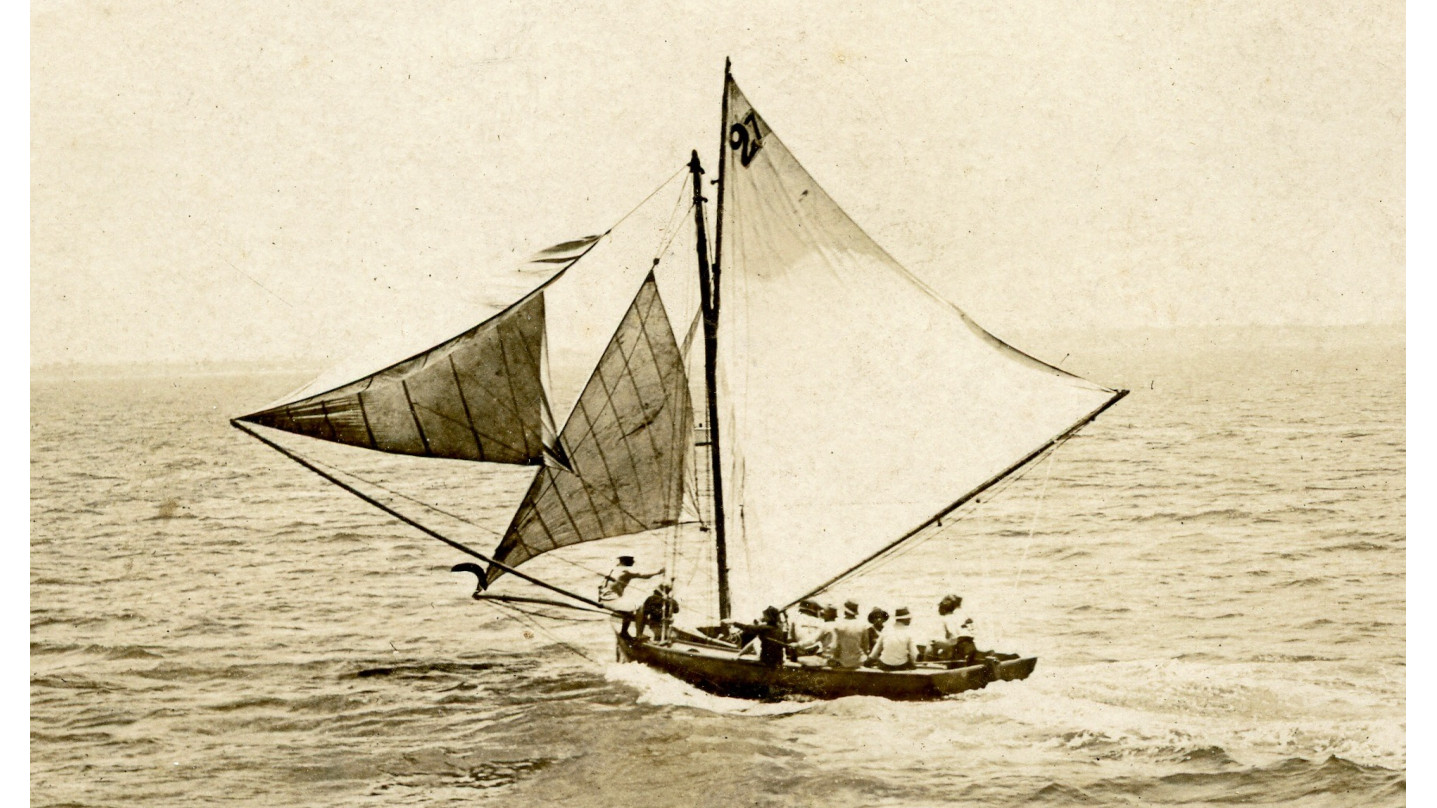 Running before the breeze. Possibly racing in the all boats division