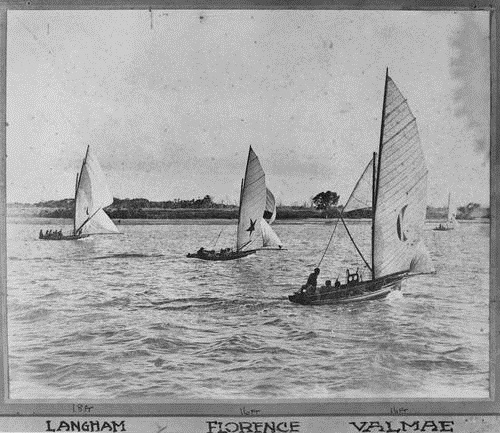 Three boats Langham, Florence and Valmae sailing in Brisbane