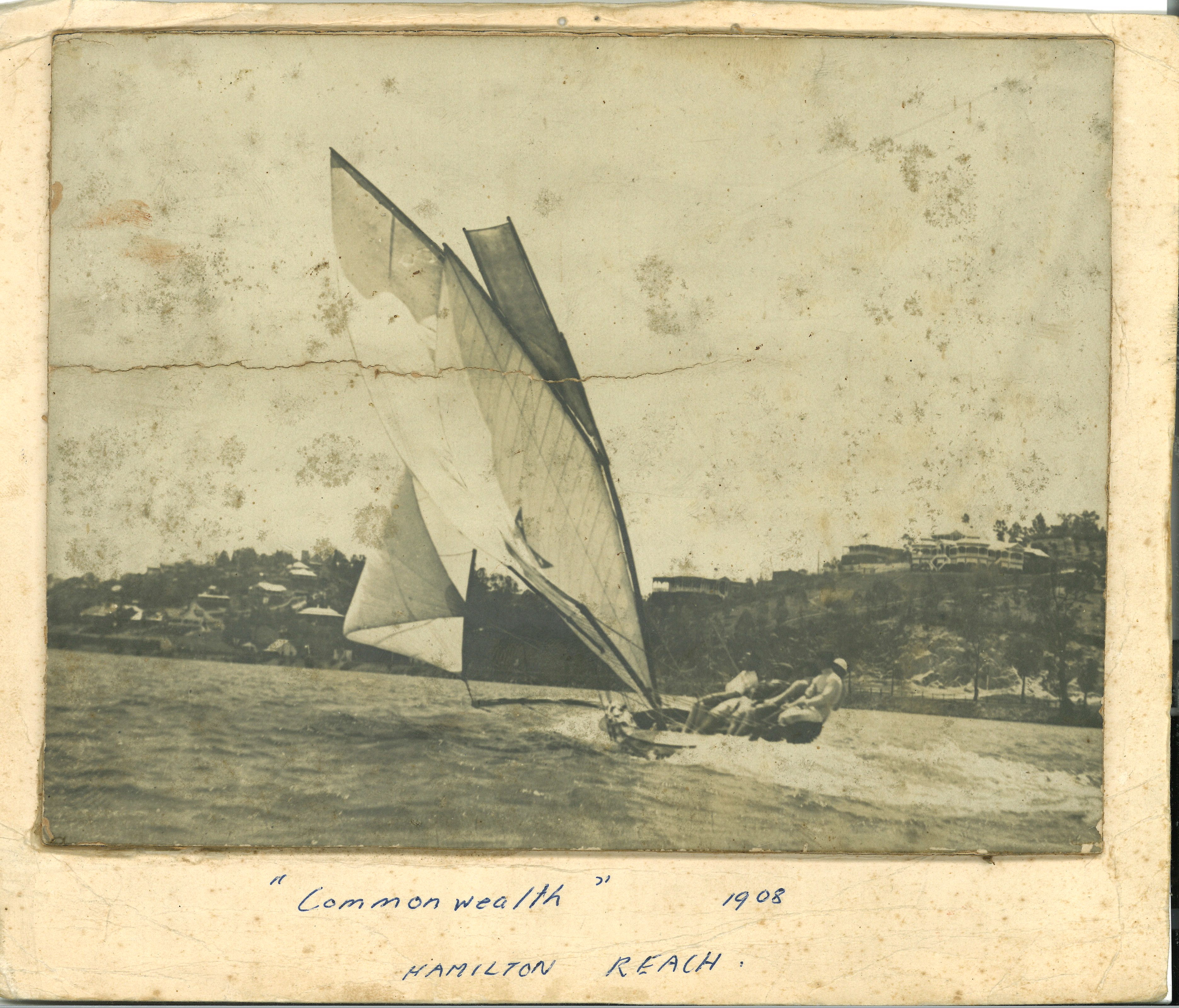 Bill - This photo of the Commonwealth was given to me by Lance Watts who sailed her for a number of years (4-5) after NRW. I took off the lines from the original model in about 1980 and he then told me that she had been raised 4" for'd and 2" aft after the initial season when NRW won the interstate title on the Brisbane river in 1909.  