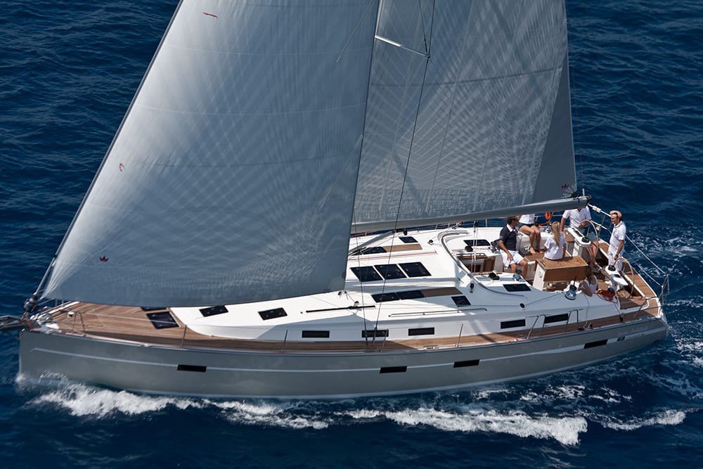 Promotional Bavaria Cruiser 50 moored at ACI Marina Pula