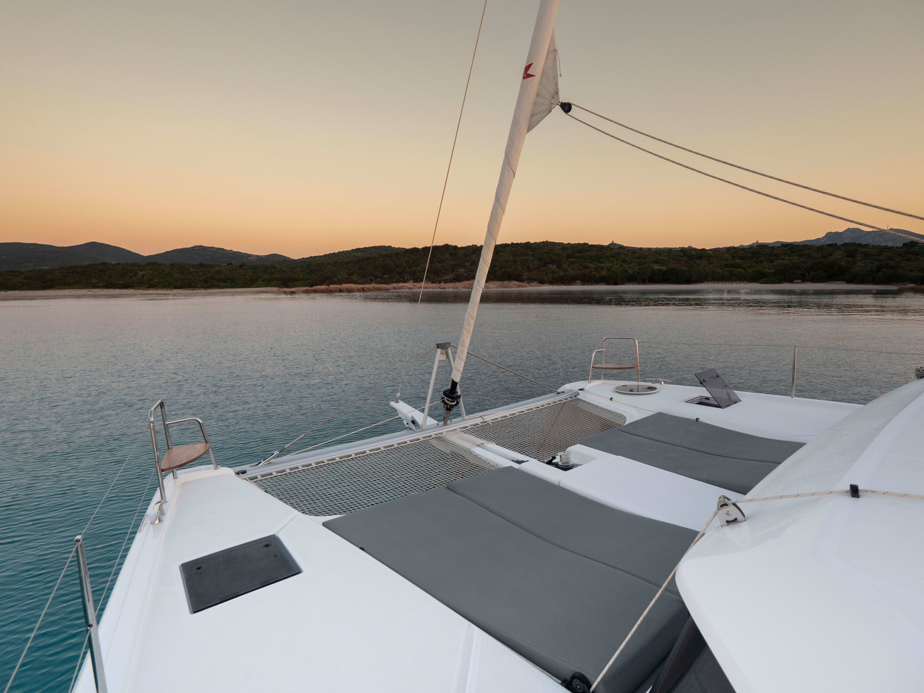 Delphinus Dufour Catamaran 48 moored at Porto Rotondo / Punta Nuraghe