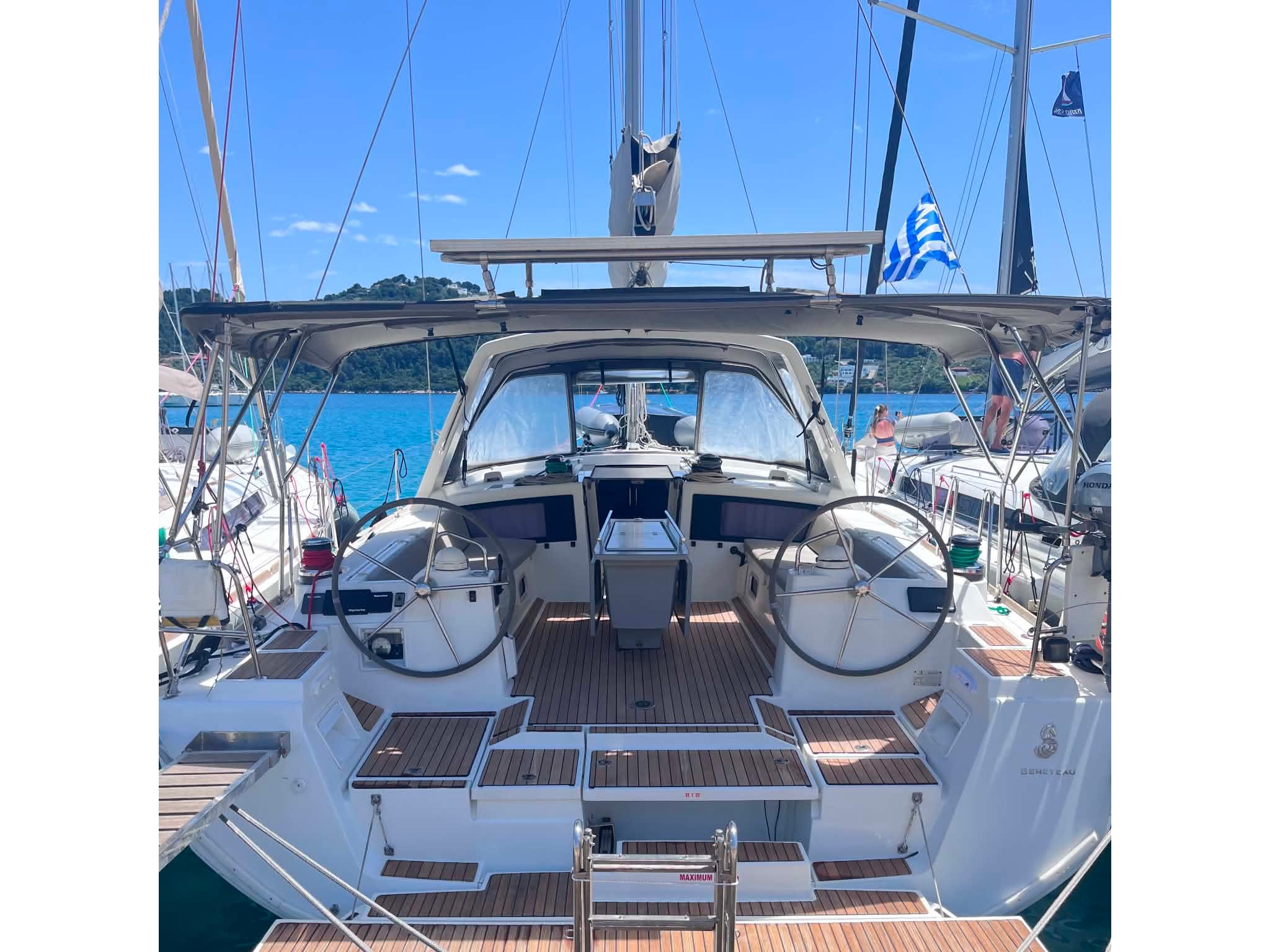 DIMA I Oceanis 48 moored at Skiathos