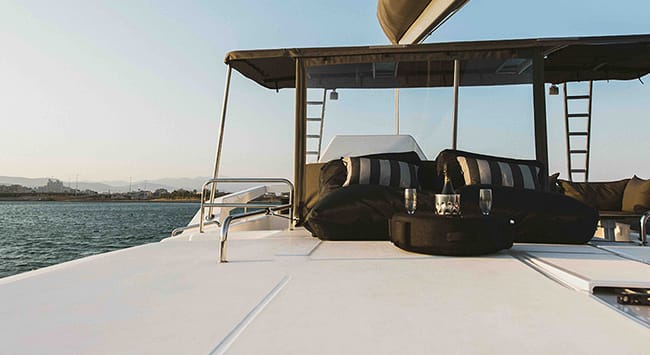 Blue Horizon - Skippered Dufour Catamaran 48 moored at Preveza Main Port