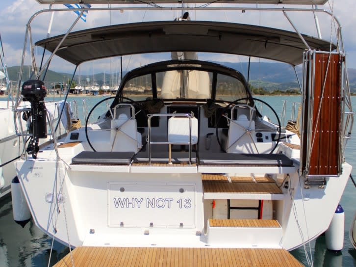 Why not 13 Dufour 460 Grand Large біля причалу Lefkada / Port of Lefkas