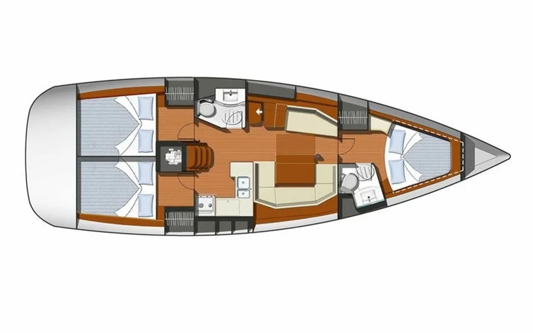 Argonaute Sun Odyssey 42 i vor Anker in Lefkada / Nikiana Marina