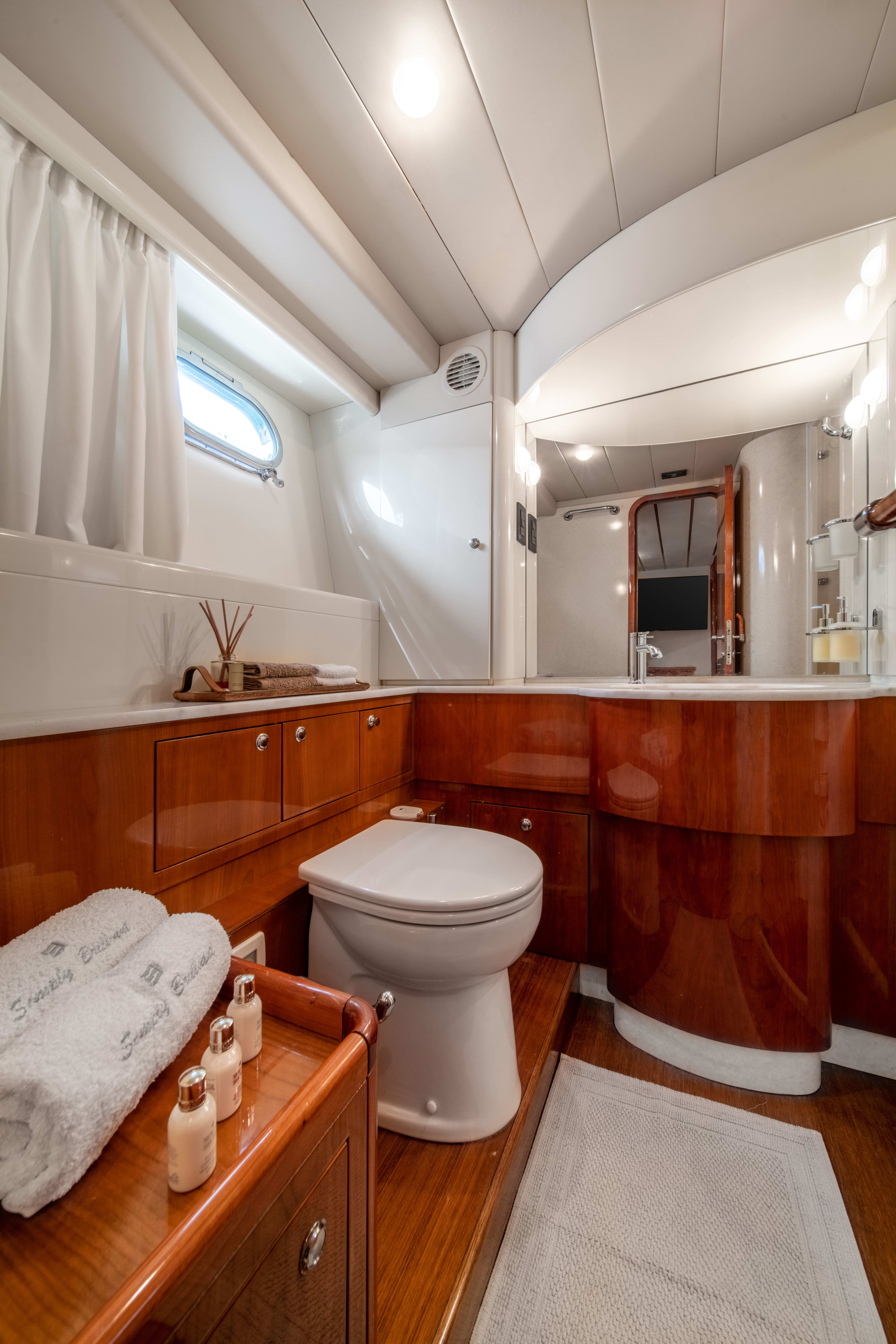 SIMPLY BRILLIANT Ferretti 68 moored at Ornos bay