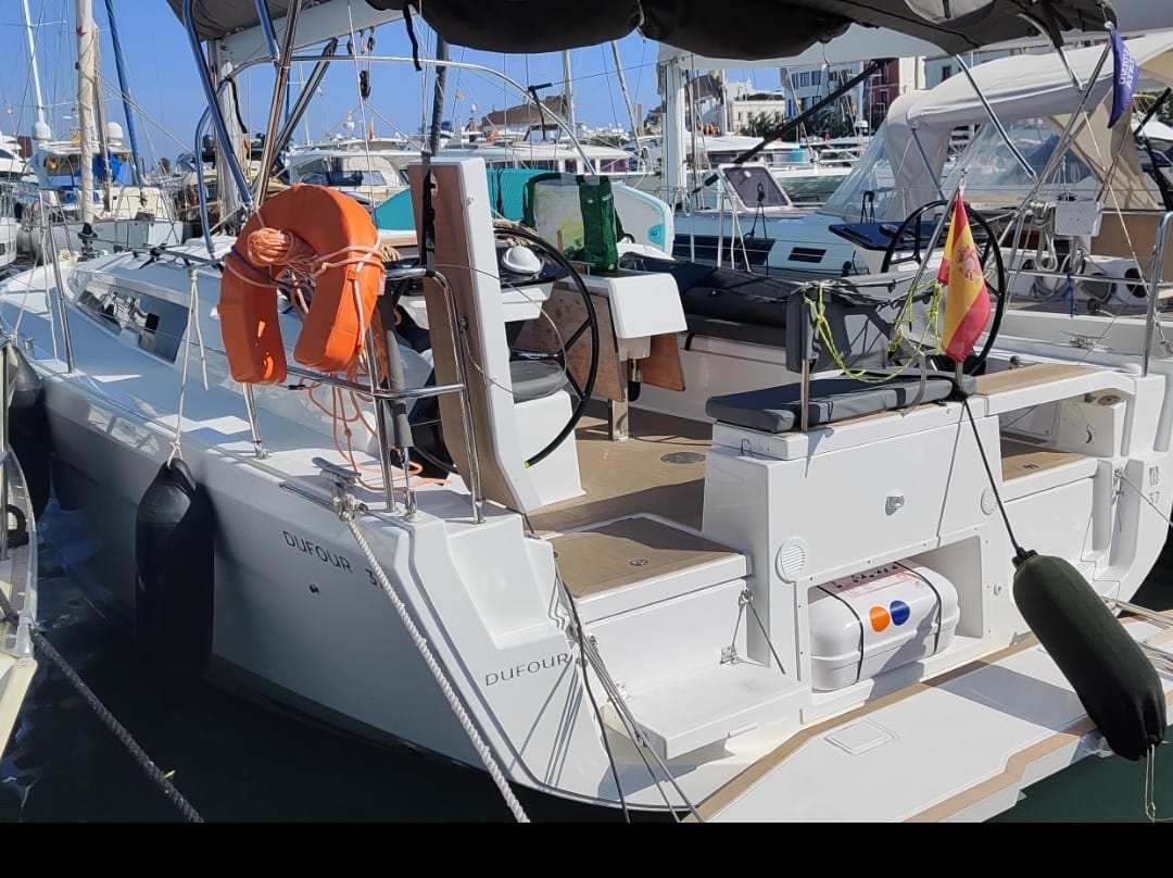 SIRIUS Dufour 37 moored at Sant Antoni de Portmany Port