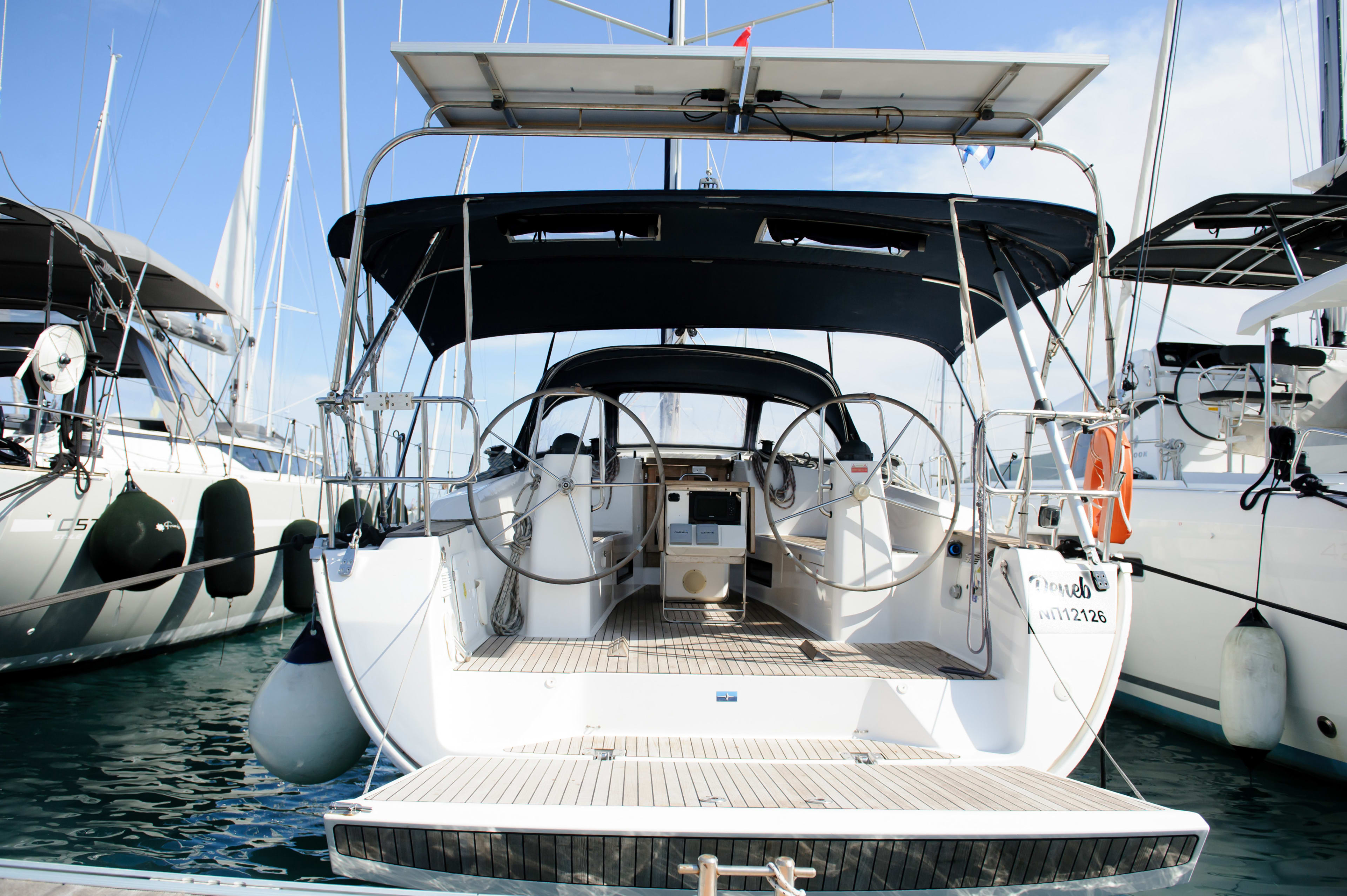 Deneb Bavaria 40 Cruiser moored at Kavala