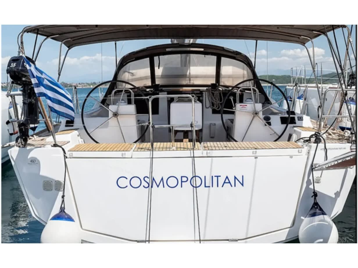 Cosmopolitan - ( The boat is located in the Port of Sivota, Lefkada ) Dufour 460 Grand Large біля причалу Sivota Marina Lefkada