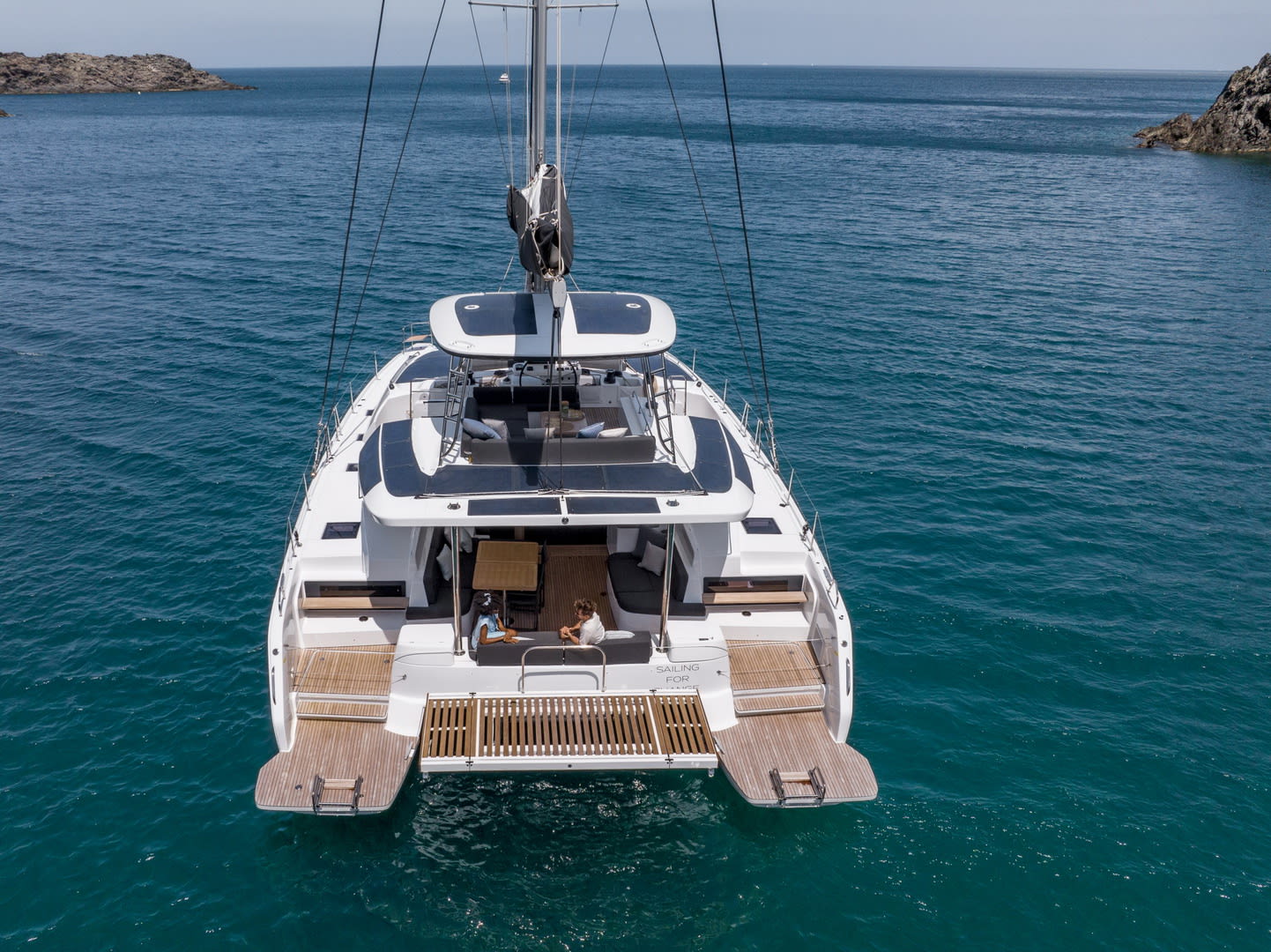 Mythos Lagoon 51 moored at Lavrion Main Port