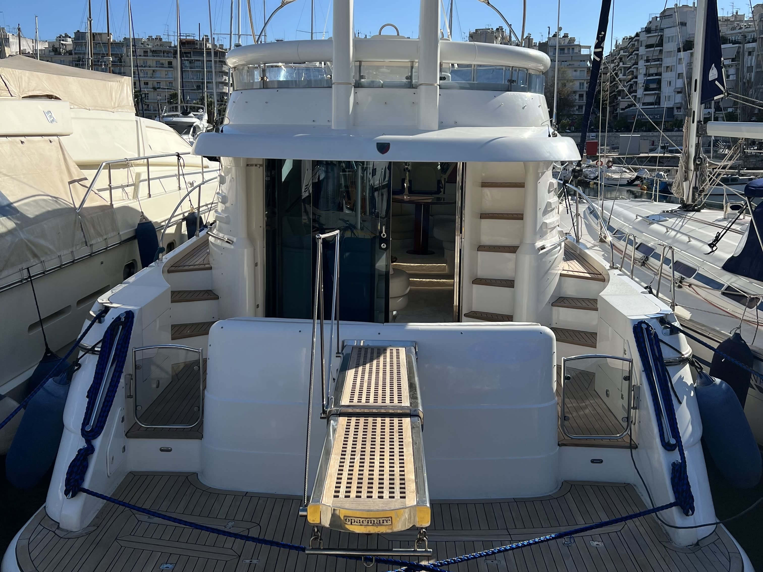 Bliss Fairline Squadron 52 moored at Piraeus / Marina Zeas