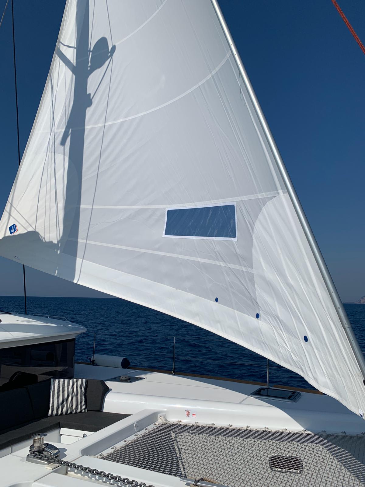 Rivincita Lagoon 450 moored at Portisco / Cala dei Sardi