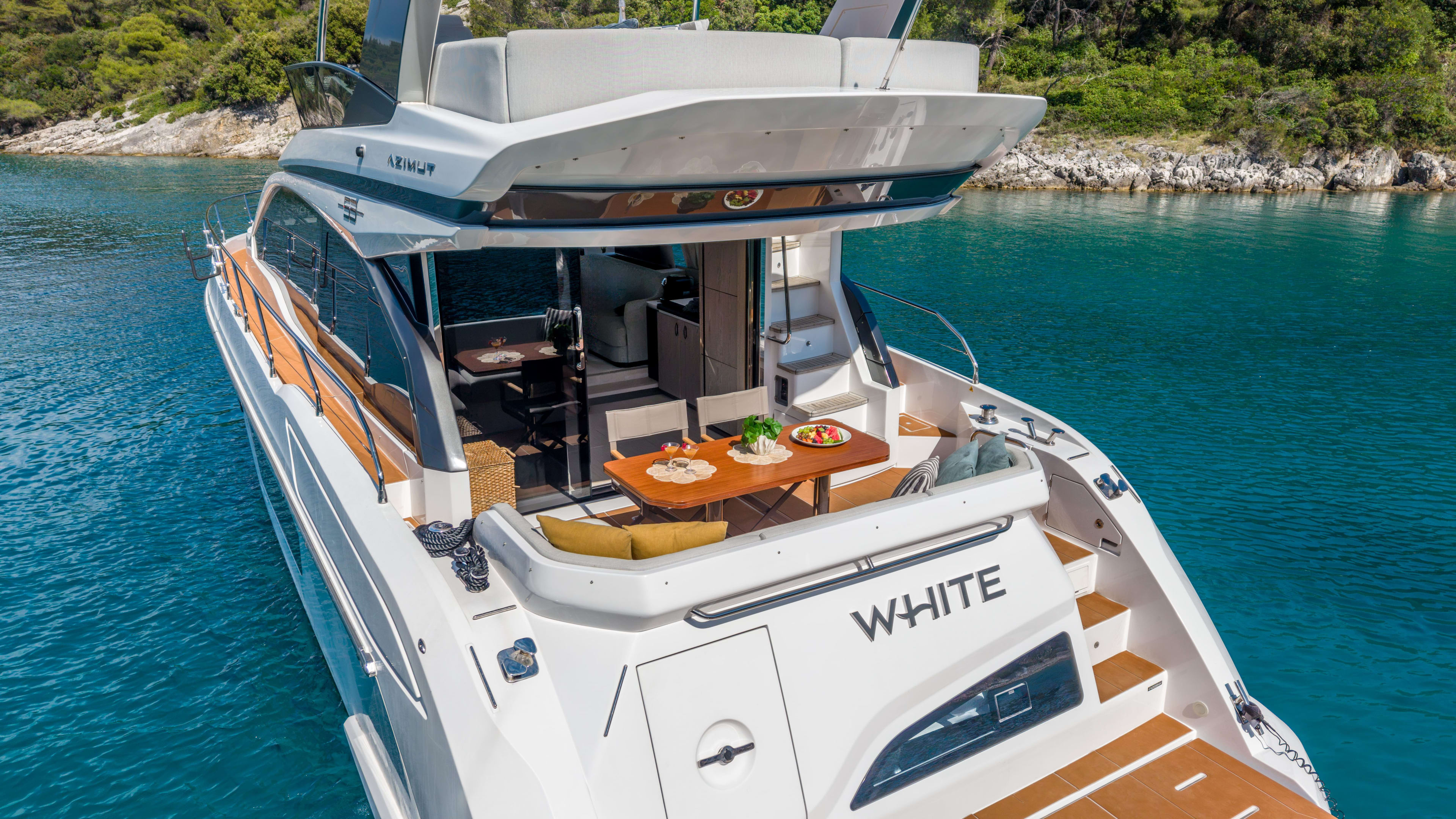 White Azimut 53 Fly moored at ACI Marina Split