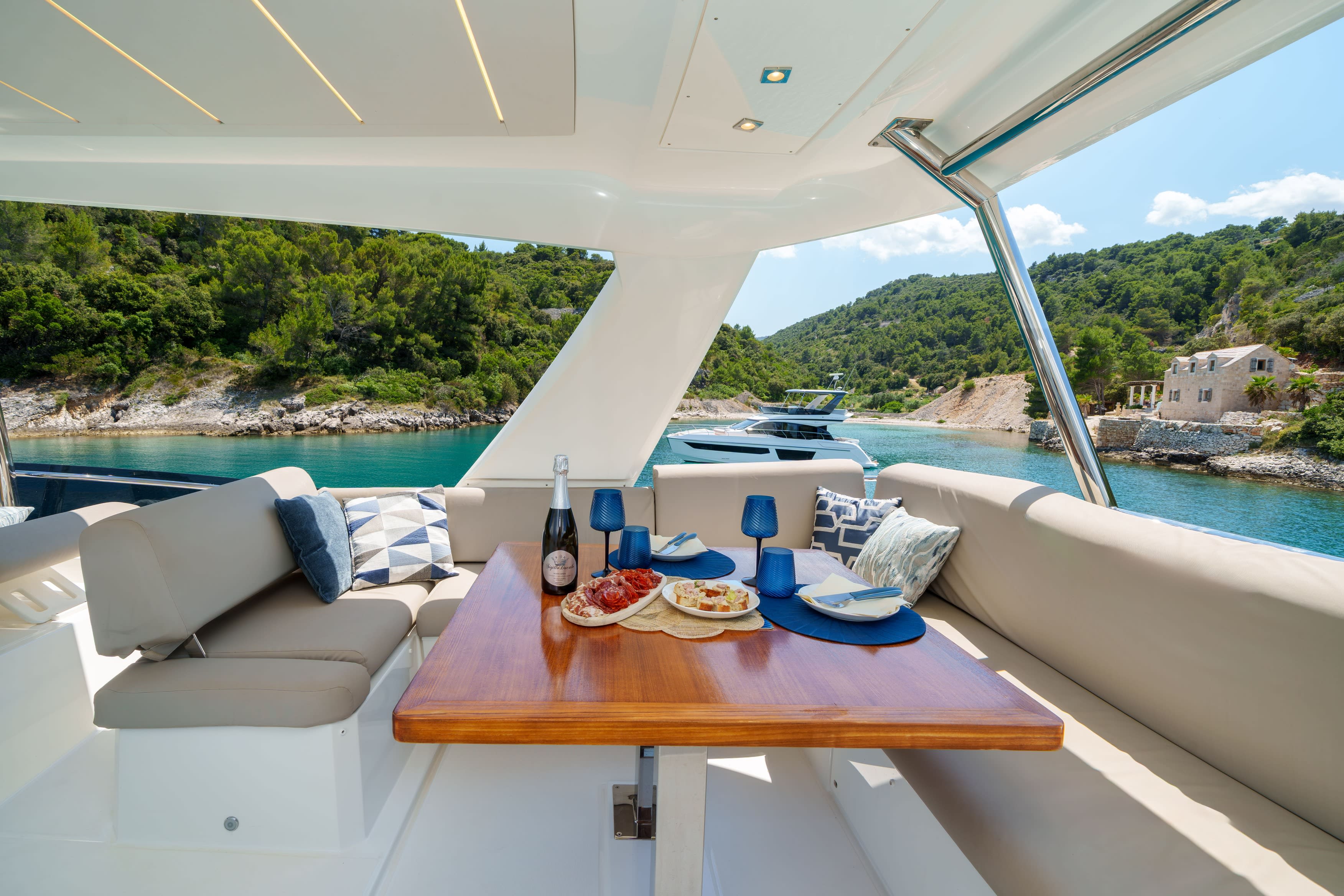 Shaft Prestige 590 Fly moored at ACI Marina Split
