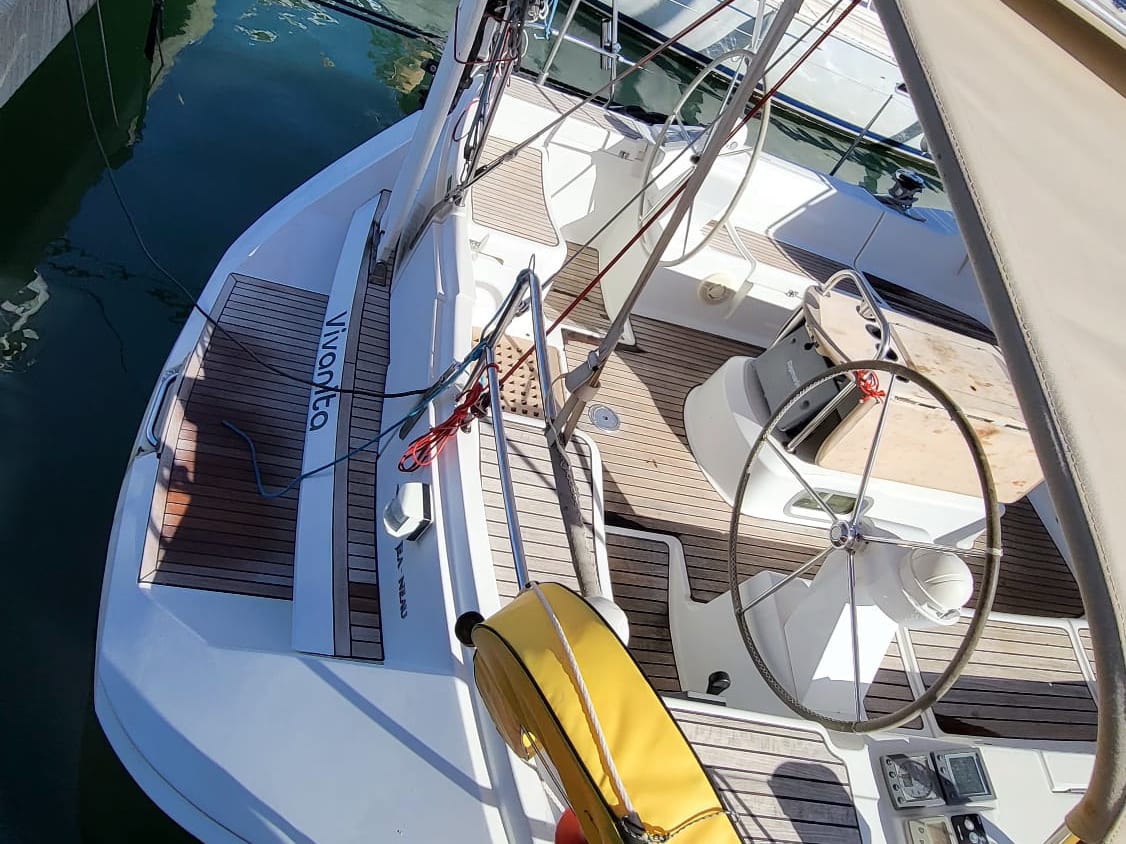 Vivanita Sun Odyssey 49 moored at Port Grimaud