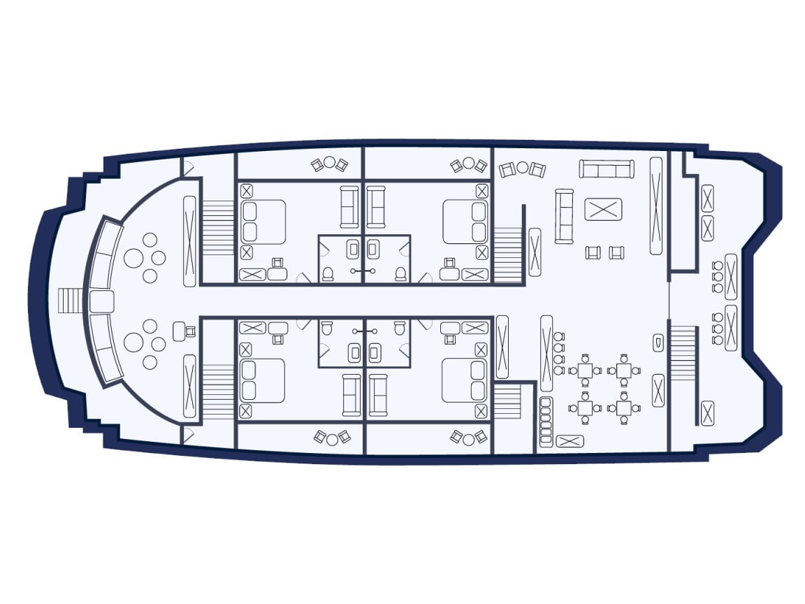 Endemic - Cabin 1 Power Catamaran vor Anker in Baltra
