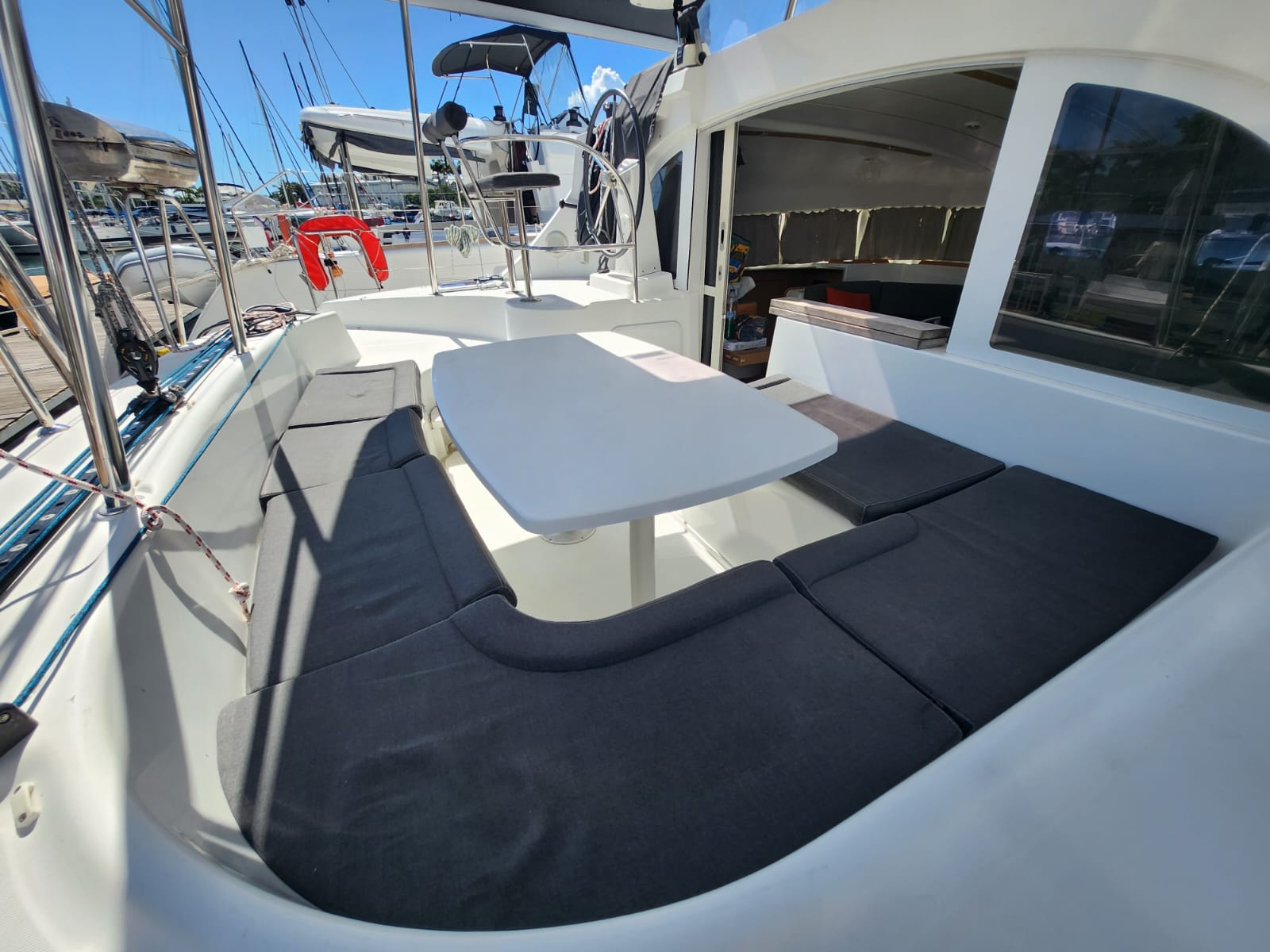 Aride Lagoon 380 moored at Mahe, Victoria / Eden Island Marina