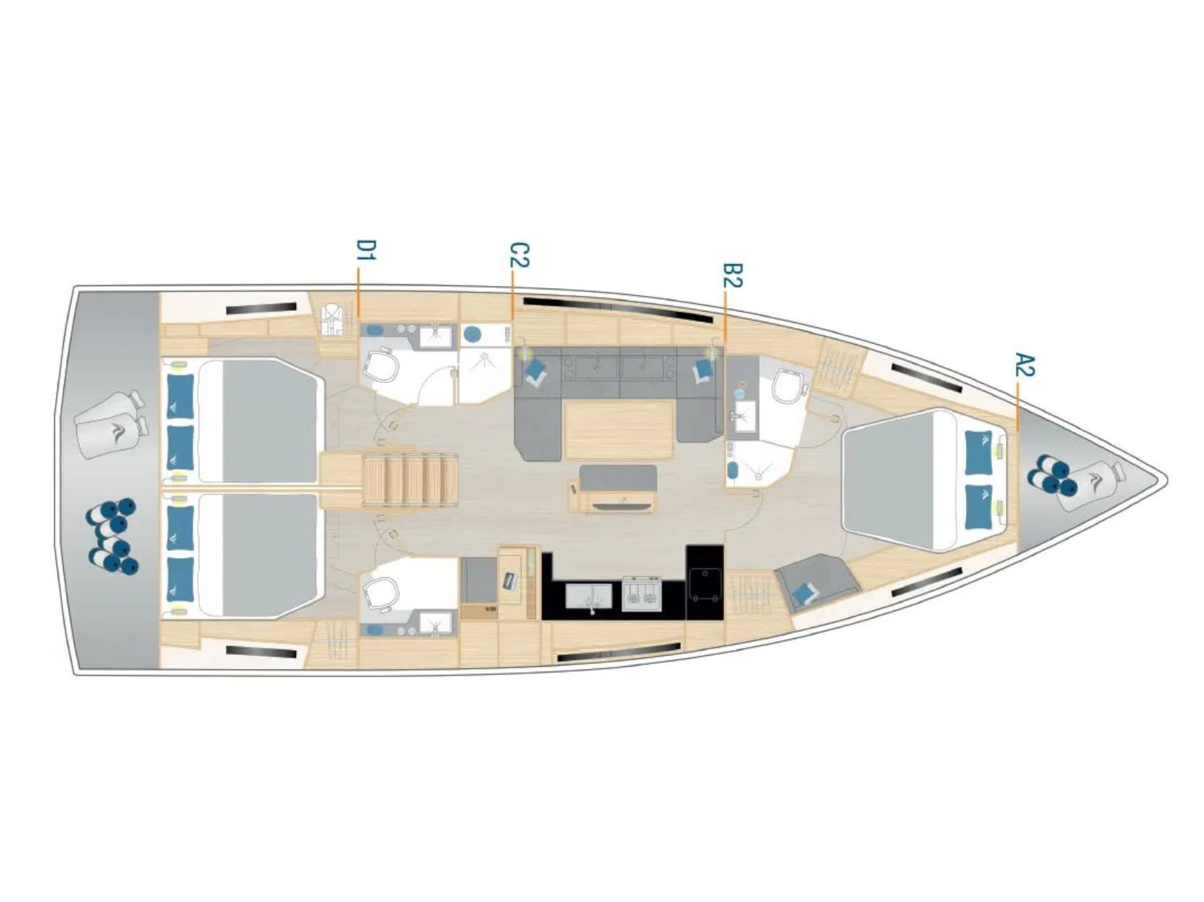 SeaLaVie Hanse 460 біля причалу Lefkada / D-Marin Marina Lefkas