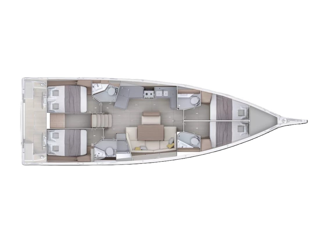 Sun-Kissed Oceanis 47 moored at Rhodes New Marina