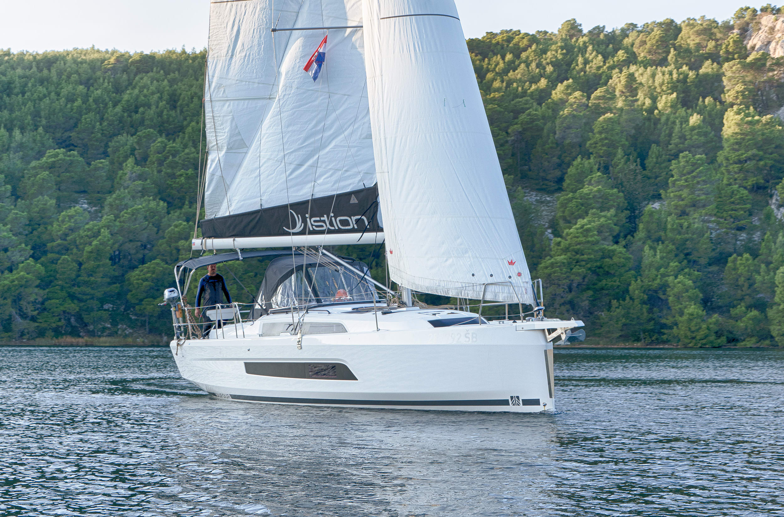 First Laugh Dufour 37 moored at ACI Marina Skradin