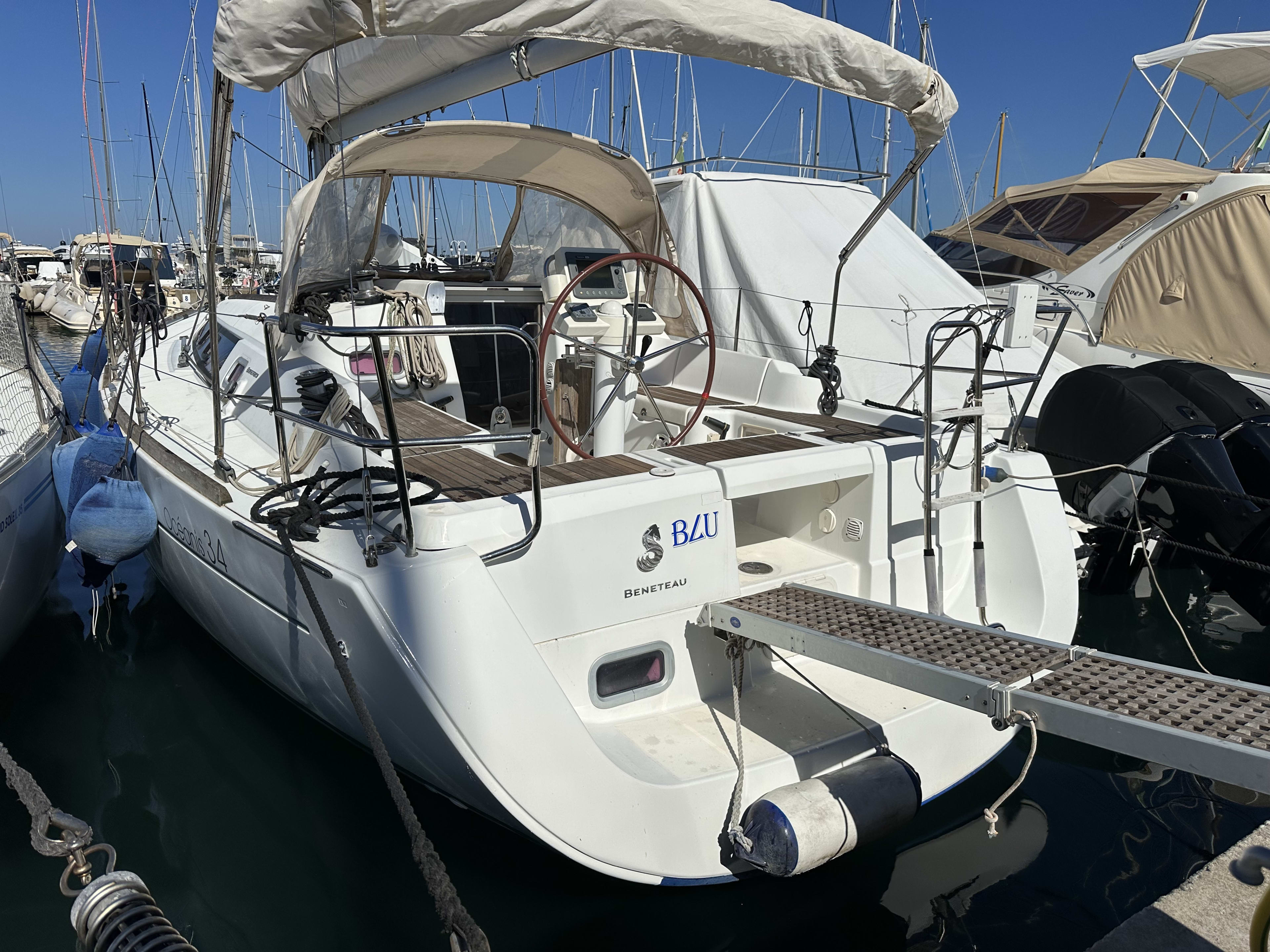 BLU Oceanis 34 moored at Punta Ala