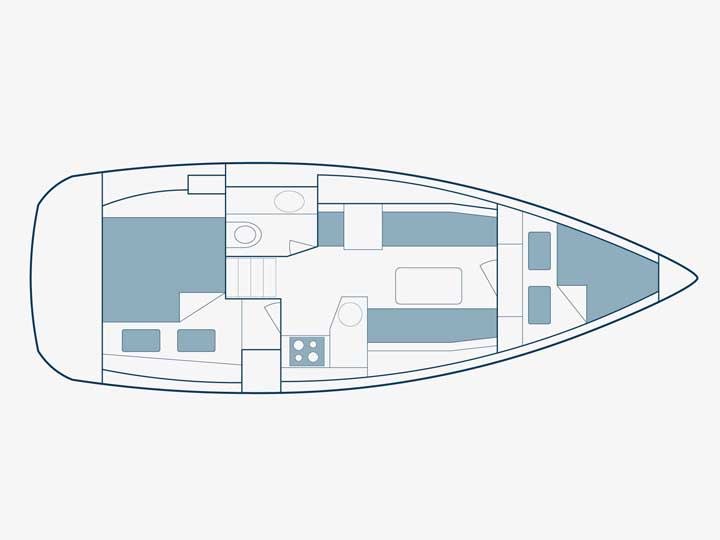 Nevena Sun Odyssey 33i біля причалу Agia Effimia