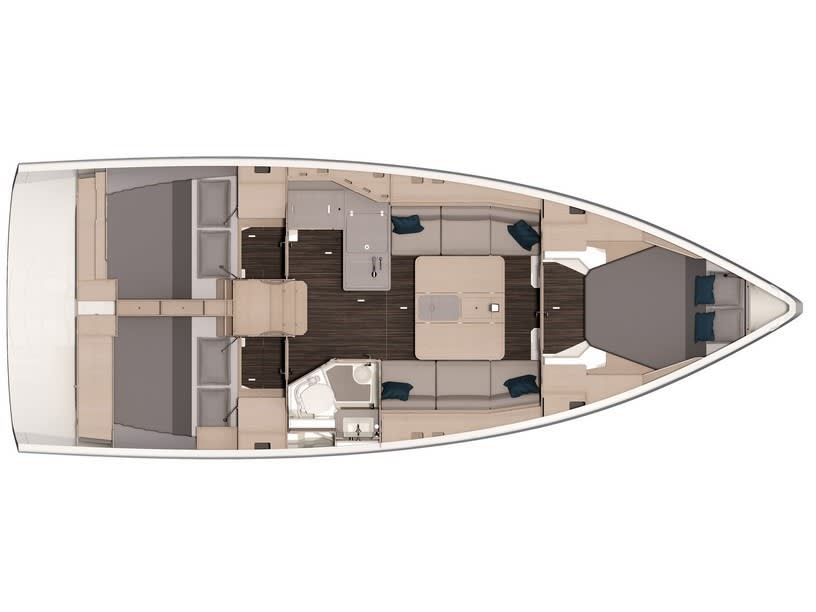 Polygala Dufour 37 moored at Marina di Portisco