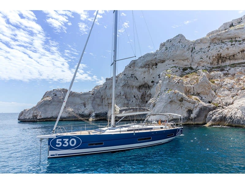 Hermes Dufour 530 moored at Rhodes New Marina