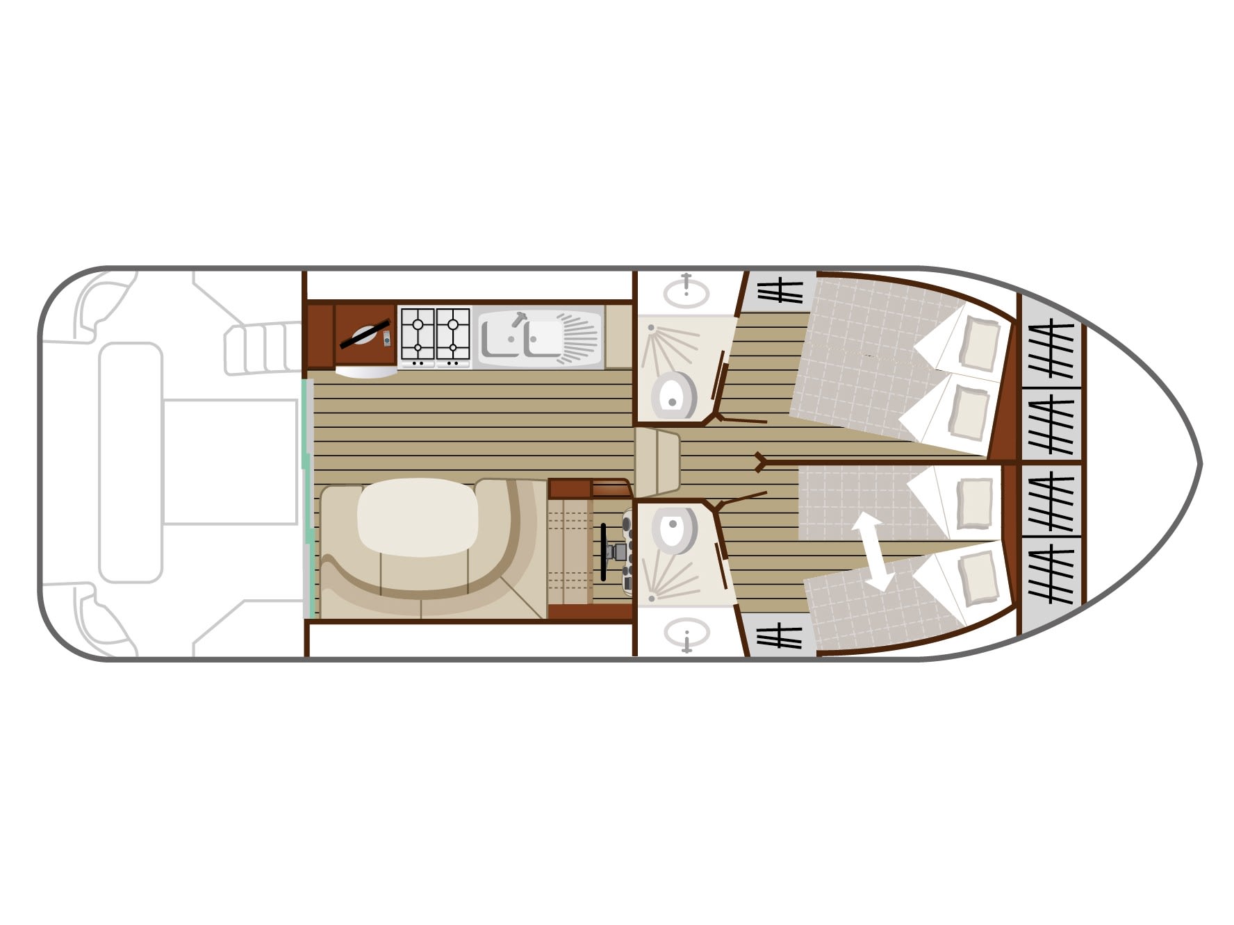 Cruiser Premium 4/6 Pers. Nicols Estivale Quattro B moored at Glénac