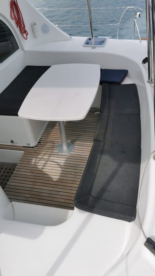 LANME Lagoon 380 moored at Port of Propriano