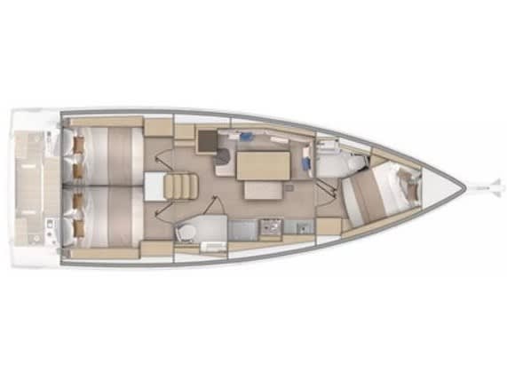 KARYATIS Oceanis 37.1 vor Anker in Lefkada / D-Marin Marina Lefkas