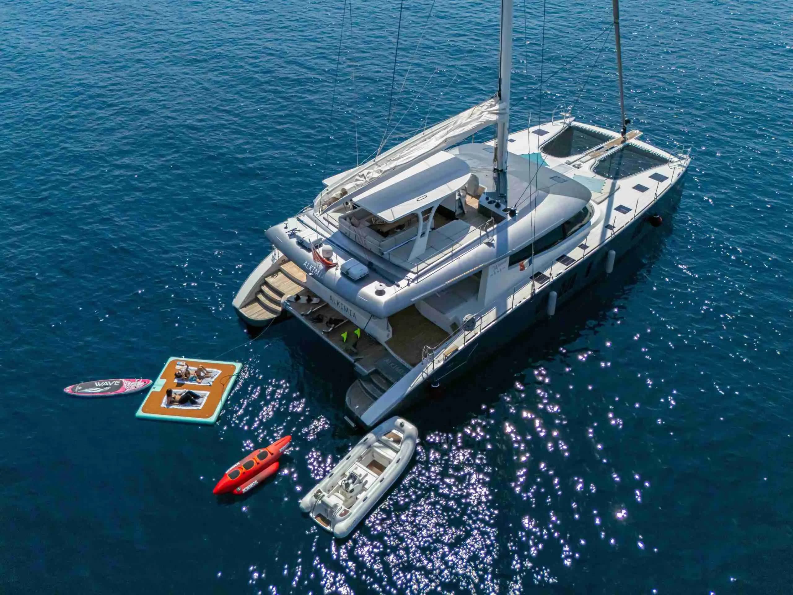 Alkimia Sunreef 74 moored at Milazzo / Marina del Nettuno